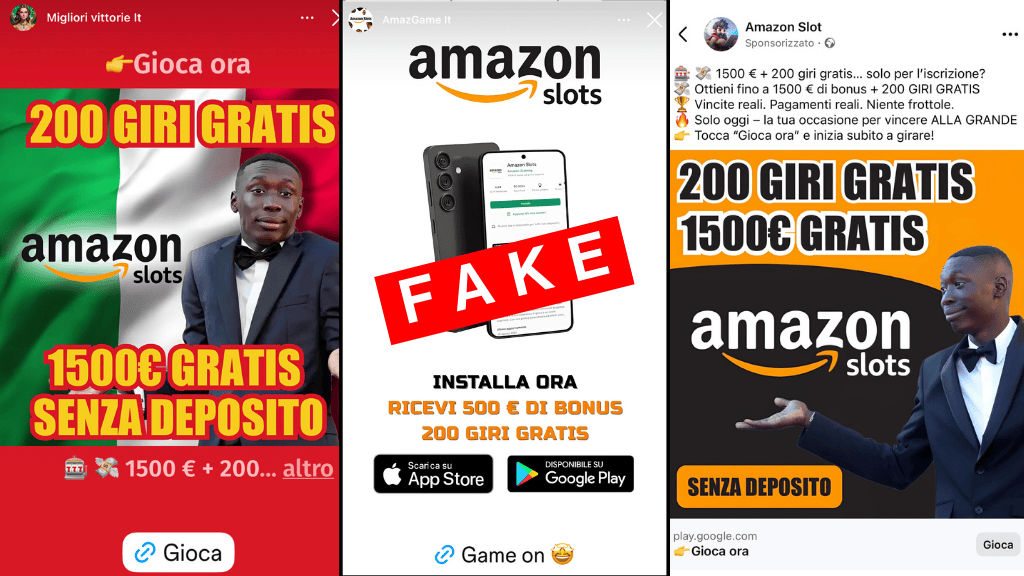 Amazon Slots: Jeff Bezos和Khaby Lame以及冒用亚马逊品牌的假赌场