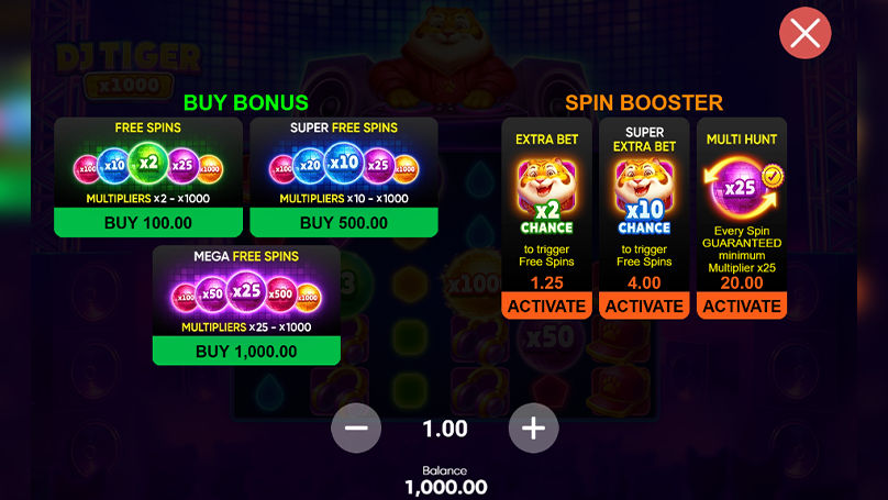 DJ Tiger x1000 Online Slot Game Review | 3 Oaks Gaming
