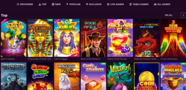 Selección de Juegos en Malina Casino