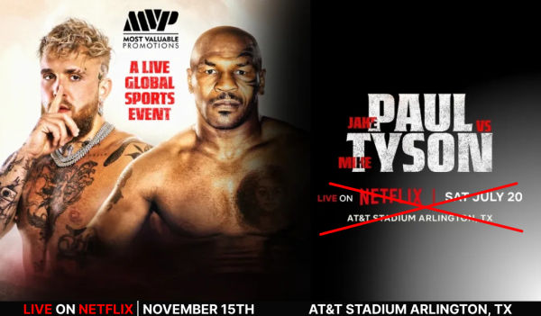 Jake Paul vs Mike Tyson: luta adiada para novembro