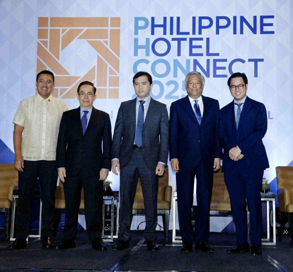 PAGCOR Chairman and CEO Alejandro Tengco (2nd from right) with (from left) TIEZA Chief Operating Officer Mark Lapid, Philippine Hotel Owners Association President Arthur Lopez, Tourism Undersecretary and Chief of Staff Shahlimar Hofer Tamano, and PHCon2025 Chairperson Francis Gotianun at the opening of the Philippine Hotel Connect 2025 at the Manila Marriot Hotel