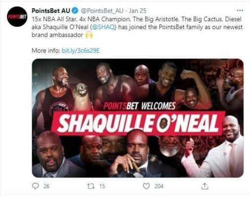 PointBet anuncia a lenda da NBA Shaquille O&#8217;Neal como embaixador da marca na Austrália