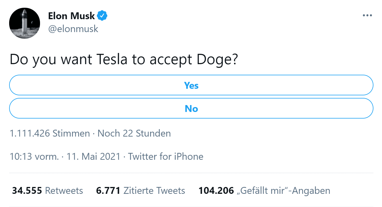 Elon Musk launches Twitter poll: Should Tesla accept Dogecoin?