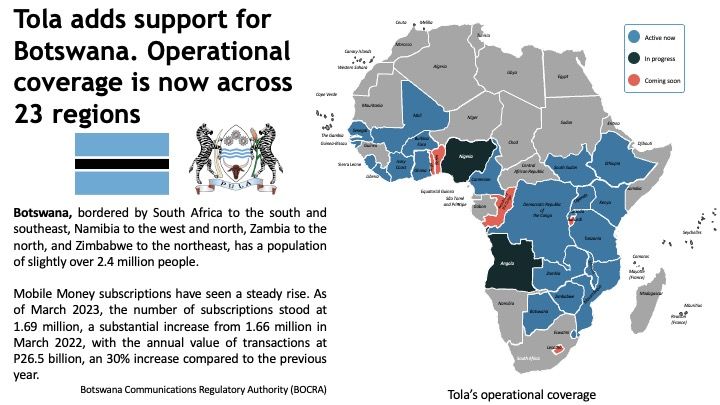 Tola在博茨瓦纳的渗透