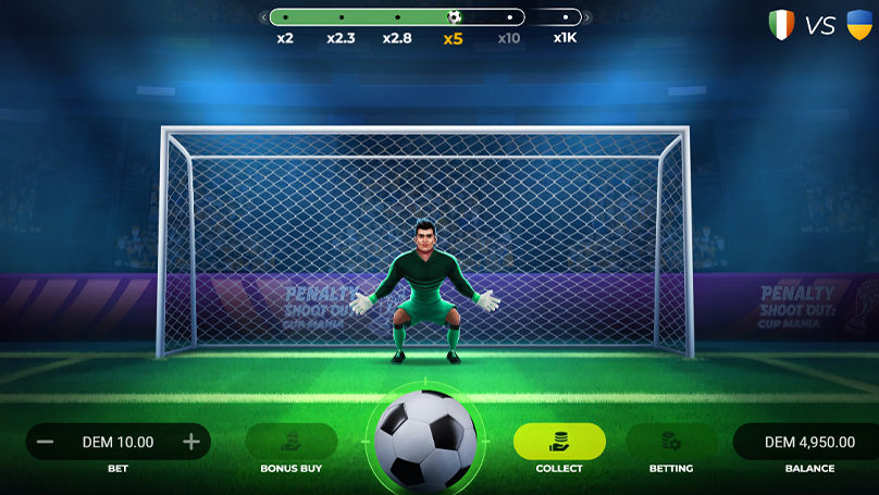 Schermata del gioco Penalty Shoot Out in modalità base